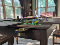Custom Vaulted Gaming Table: Solid Hardwood with Magnetic Rails.  Heirloom-Quality built one at a time to last a lifetime.