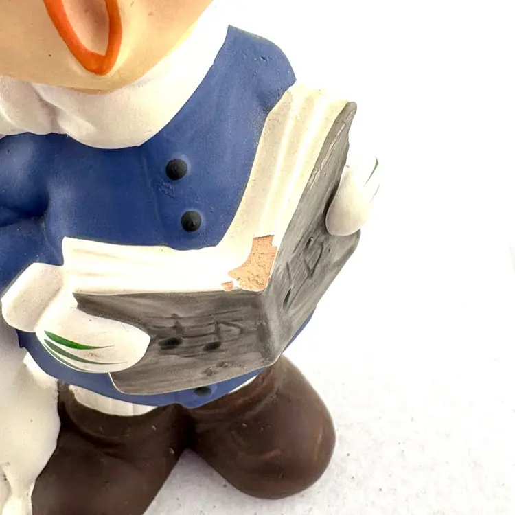 Vintage Ceramic Boy Caroling With His Dog. Boy Has Red Knit Cap By Lund 6.5” Tall x 3.5” Wide x 2” Deep