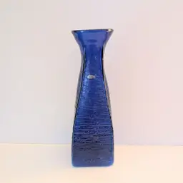 Blenko Glass 2134 Strata Vase 15-3/8" Tall Cobalt Blue 2001