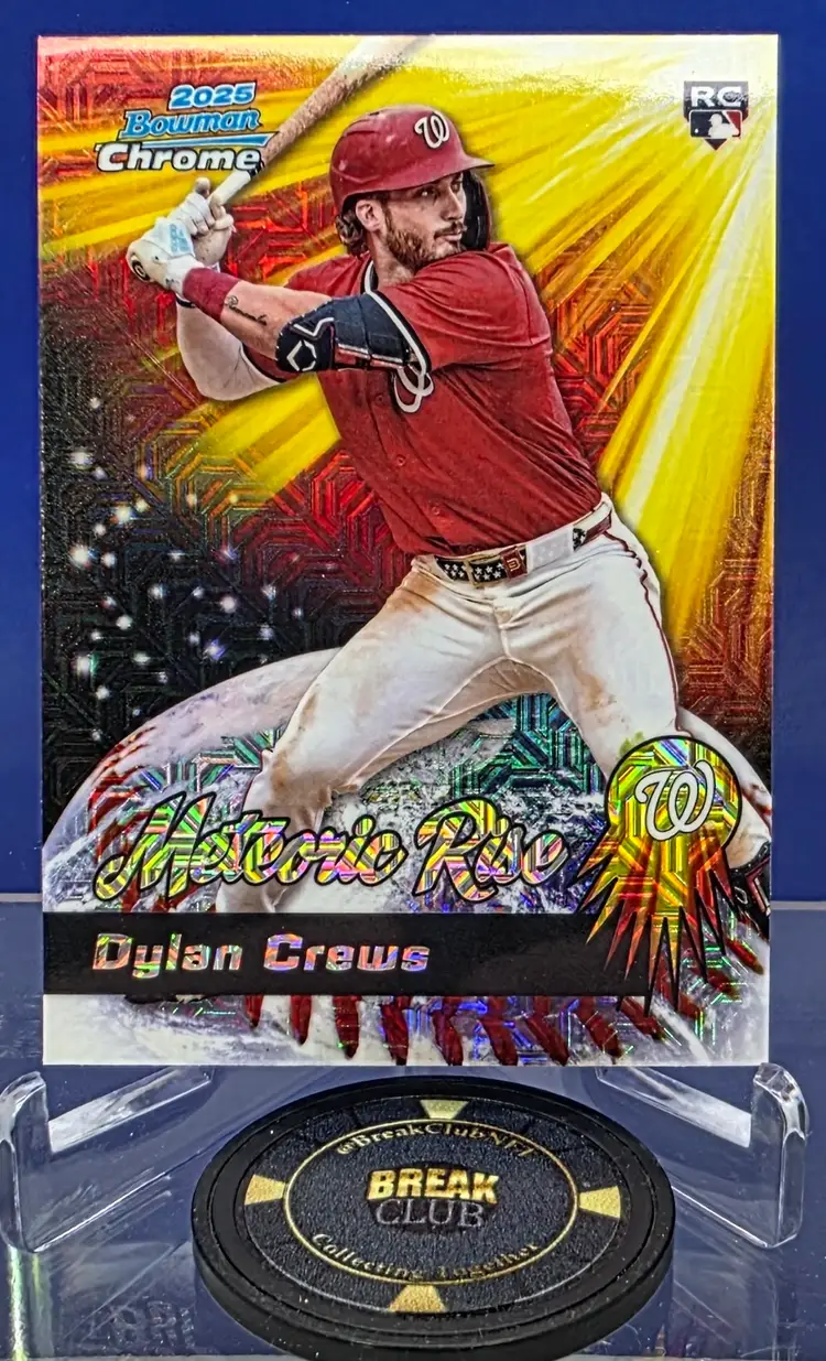Dylan Crews 2025 Bowman Chrome Mega Box Meteoric Rise Mojo Refractor RC #MR-10 Washington Nationals