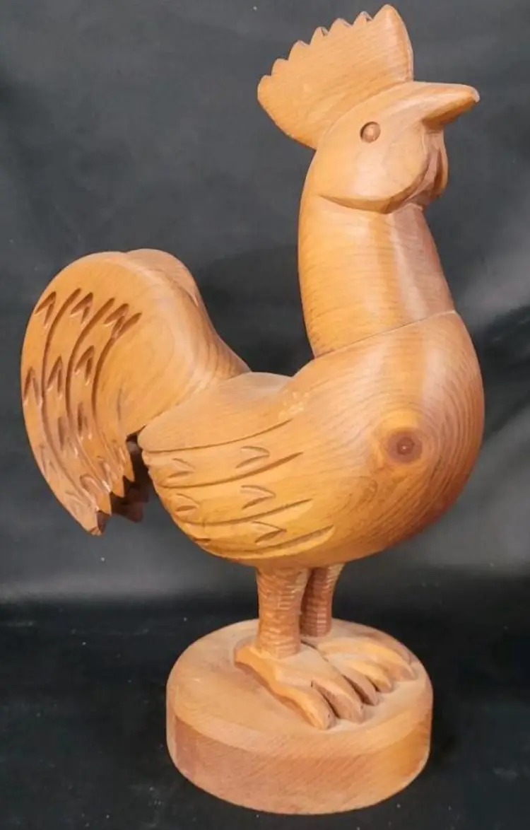 Vintage 17 Inch Handcarved Wooden Rooster