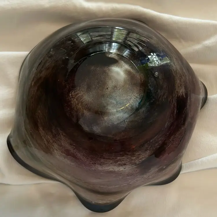 Murano Ruffled Bowl Signed