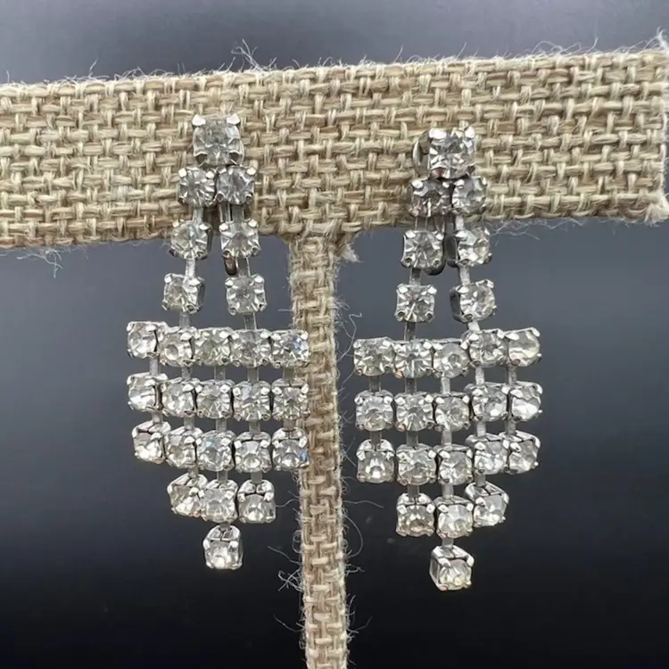 Vintage Rhinestone Screw Back Earrings