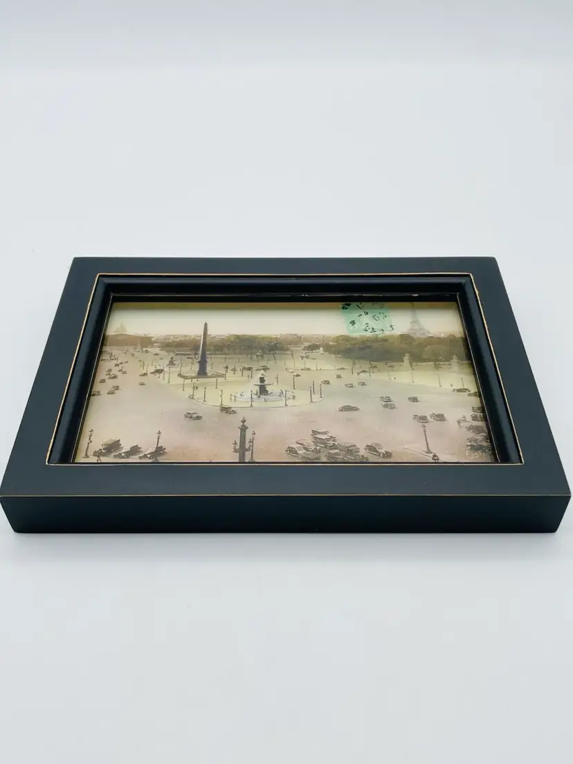 Vintage Inspired Framed Lenticular Photo Of Paris, France Fountain Postcard Style