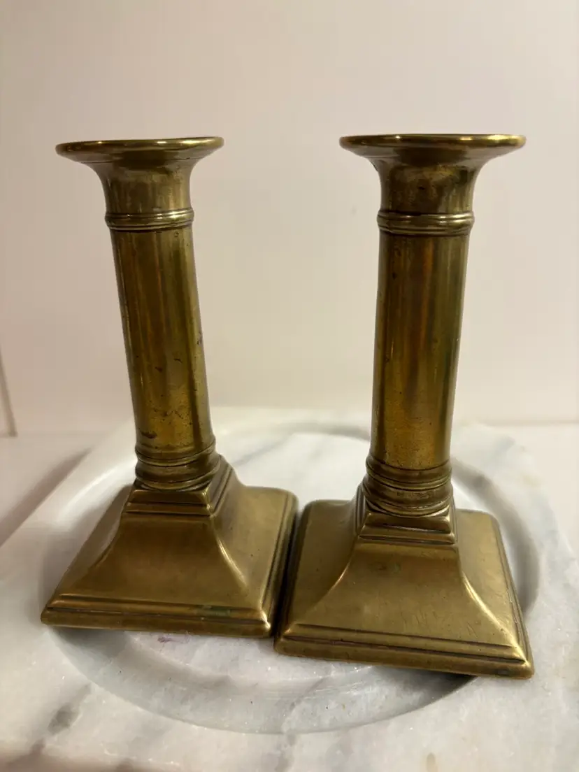 Vintage Brass Candle Holders Set Of 2