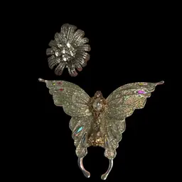 Lot Of 2 Beautiful Magnets. Handmade From Single Earring & A Broken Necklace Pendant.