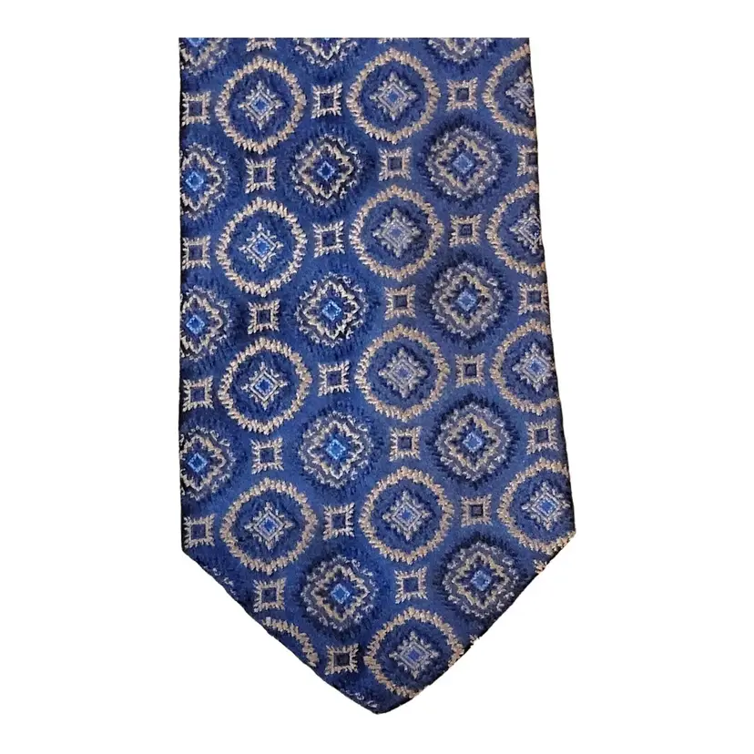 Club Room Men's Neck Tie Dark Blue Paisley 100% Silk Luxury Designer Italy