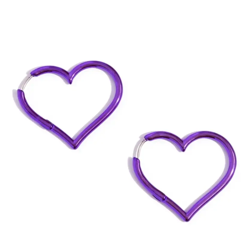 Purple Heart Hoop Earrings