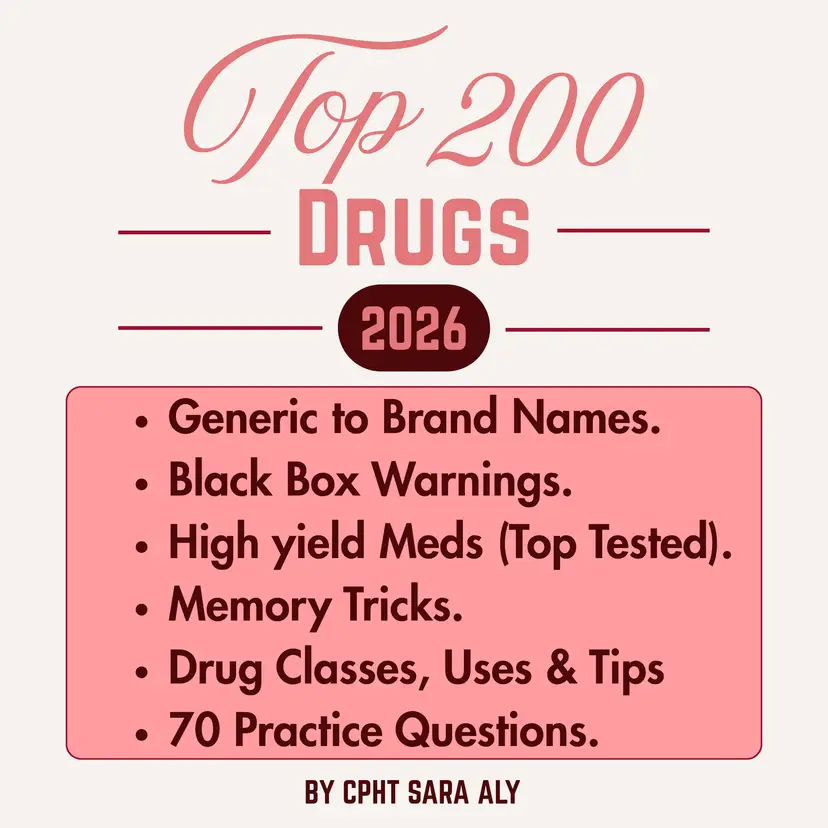 PTCB Top 200 Drugs Binder | Pharmtech Study Guide | Generic to Brand Names | DEA Schedules | Drug Uses (Digital Download)
