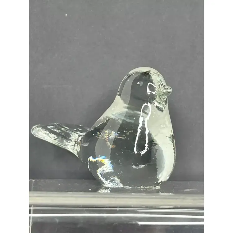 Vintage Handblown Clear Art Glass Bird Figurine Paperweight