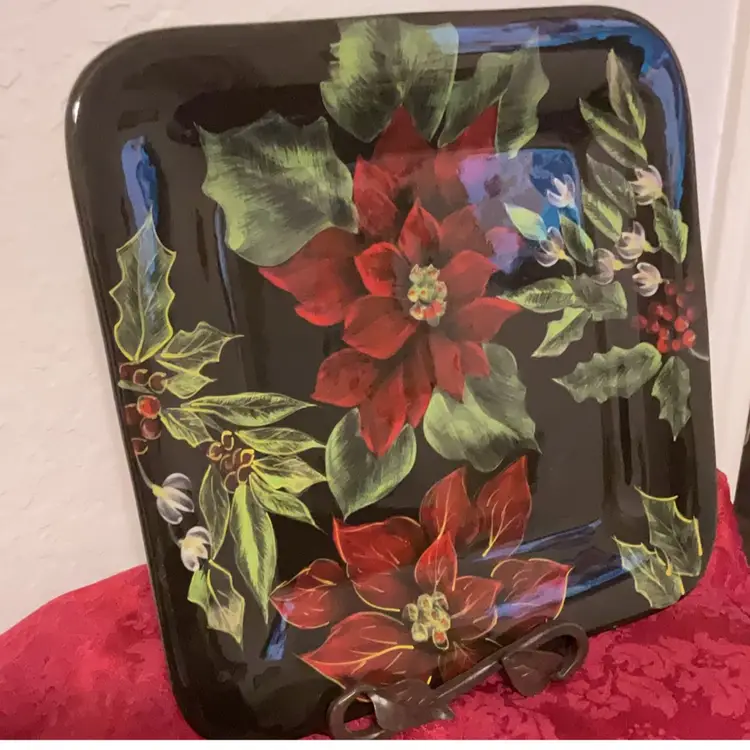 Christmas Poinsettia Platter
