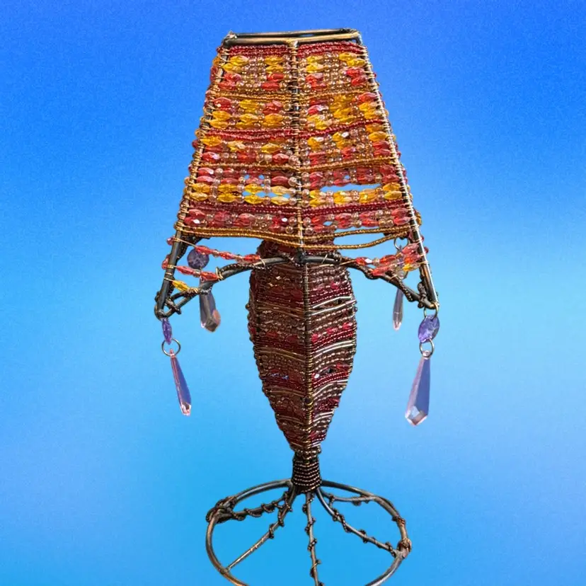 Vintage Retro Beaded Fairy Lamp