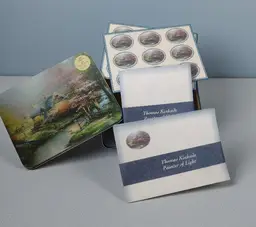 Thomas Kinkade Stepping Stone Cottage Stationery Set in Tin Notes/Stickers READ