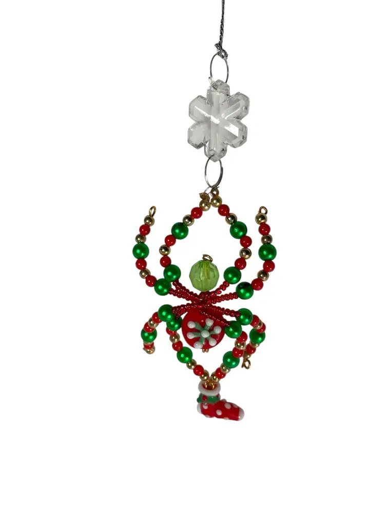 Christmas Spider Ornament Holding Stocking Assembled Made By Me
