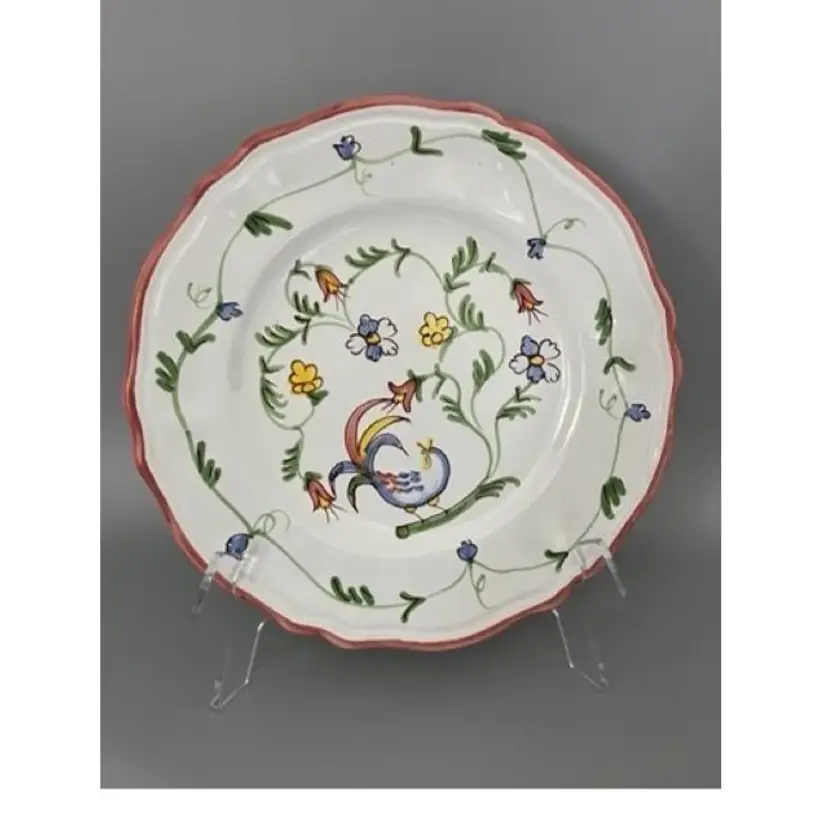 Vintage Lynn Hollyn Design,  Hand Made- Painted Dinner Plate, Made in Italy