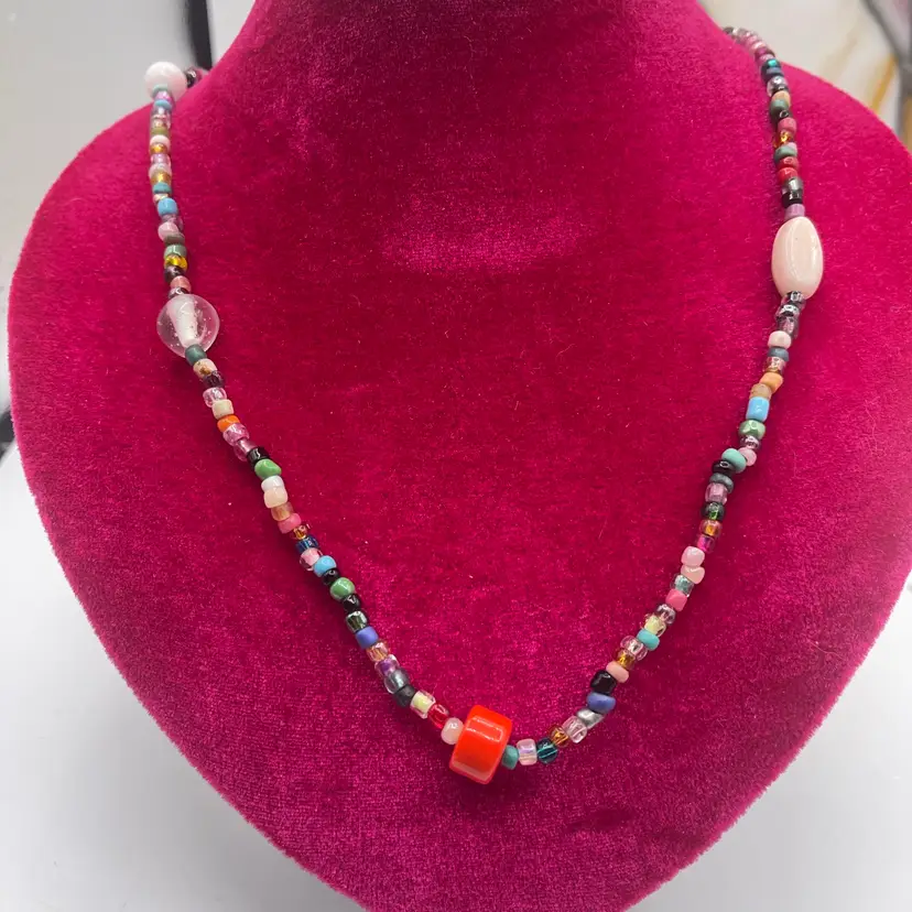 Glass Bead Necklace Multiple Colors 26 Inches