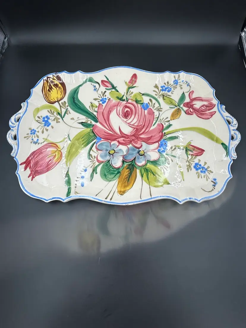 Nove Rise Italian Majolica Pottery Tray Platter Hand Painted