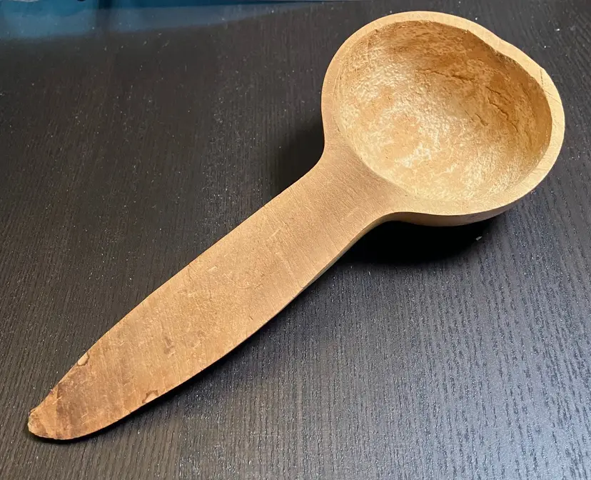 Hand Carved Squash Gourd Ladle Spoon 9"