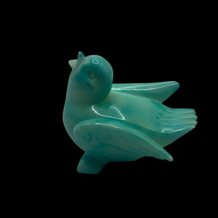 Italian Alabaster Singing Bird Figurine, 3” Wide And 2-3/4” Tall