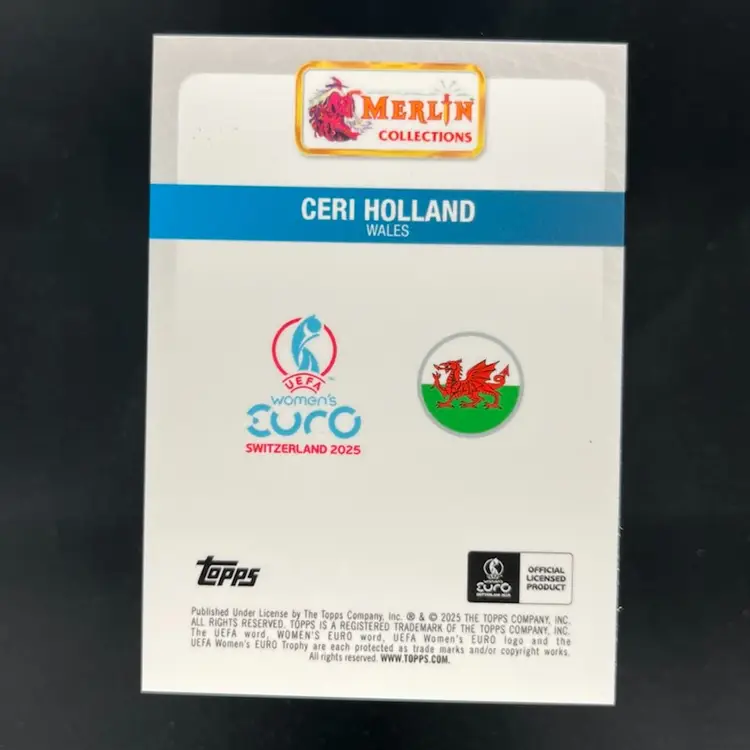 Ceri Holland 2025 Topps Merlin WEURO Blue /99 Soccer Card