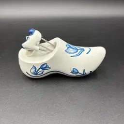 Vintage BOSKA Delft Blue Clog Cheese Pick Holder Dutch Tulip 4 Shoe Picks