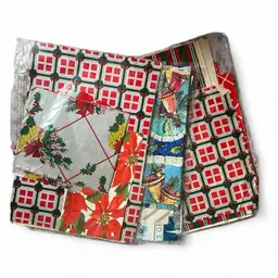3 Bags Of Vintage Christmas Wrapping Paper- Some Sheets Some Pieces