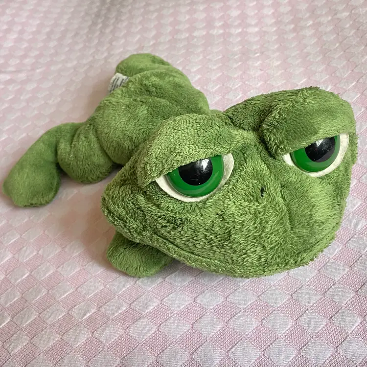 1980s Russ Berrie "Dermot the Frog" Beanie Plush Toy
