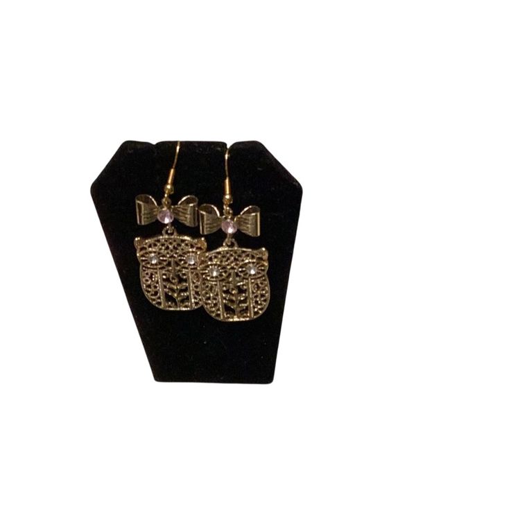 Owl Pierced Gold toned Earrings