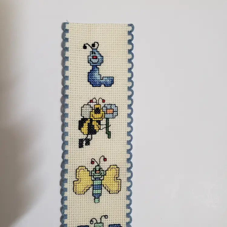 New Cross-stitched Insect themed Bookmark