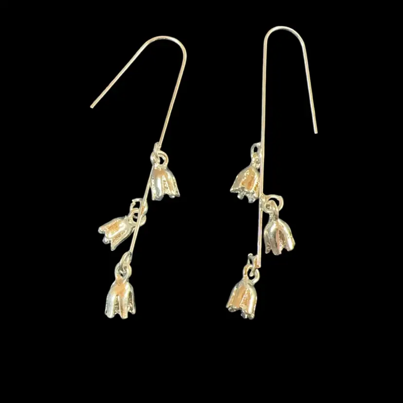 2.25” Silver Tone Floral Dangle Earrings