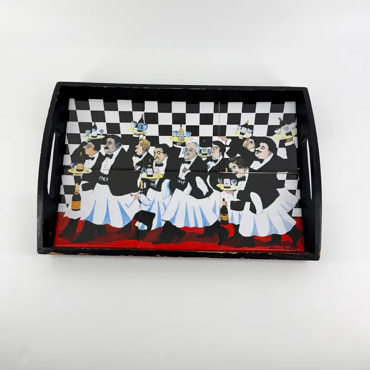 Guy Buffet "Charge Of The Bottle Brigade" Tile Insert Inlay 13"x9" Serving Tray