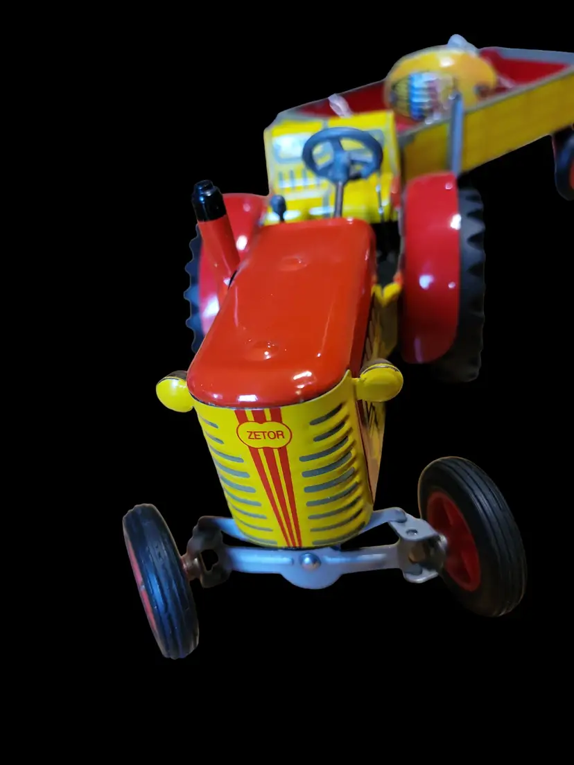 Zetor Tin Tractor, Trailer And Chicken All Wind Up.(no Key) No Rust Great Condition
