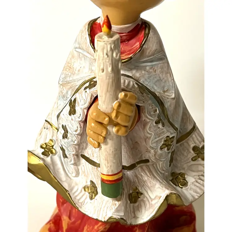 Fontanini Italy Simonetti Resin Altar Choir Boy With Candle Christmas Figurine 6.8 in Height 1986