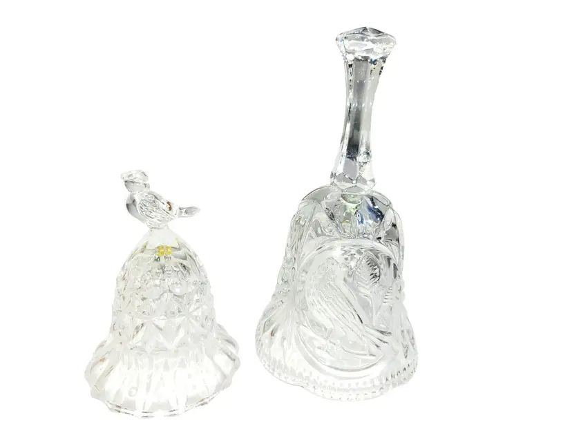 Hofbauer Byrdes Bells Collection 5.5" and 3.75" Clear Lead Crystal with Clappers