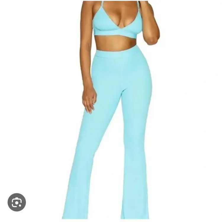 NEW-Naked Wardrobe Blue waffle knit flares