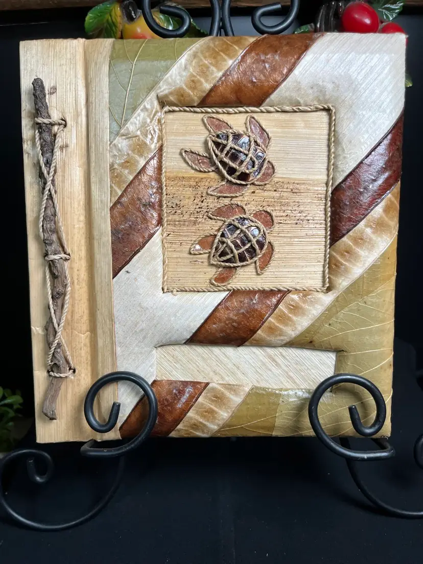 Hand Made Photo Album-Crafting From Natural Materials. Features a Decorative Cover w/ Sea Turtles. Totally Unique! Lot 60