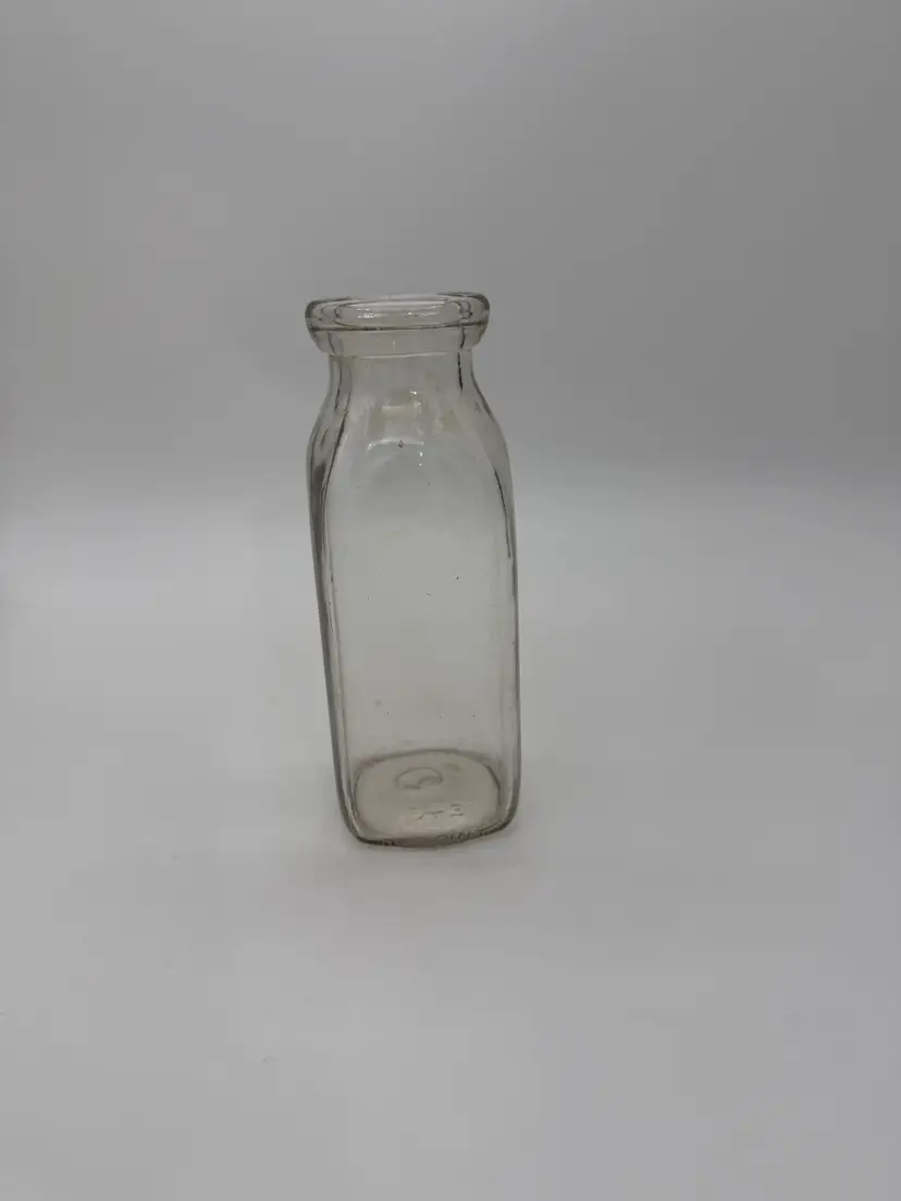 Vintage THATCHER "MTC" Clear HALF PINT Milk Creamer Bottle REGISTERED #E46