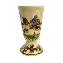 Vintage Handmade and Handpainted French Moustier Goblet/Vase Floral Motif