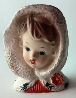 Inarco Vintage Ceramic Christmas Lady Head Vase