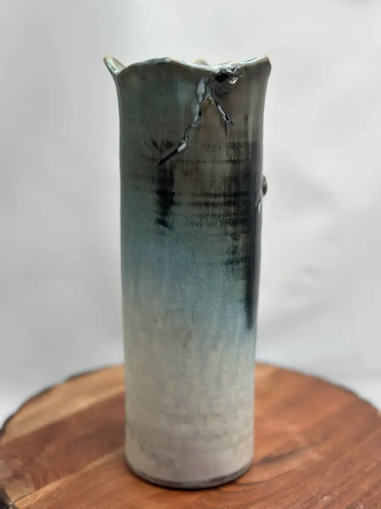 Australian Art Pottery Ombre Vase By Kerrie Docker Stamped By Artisan