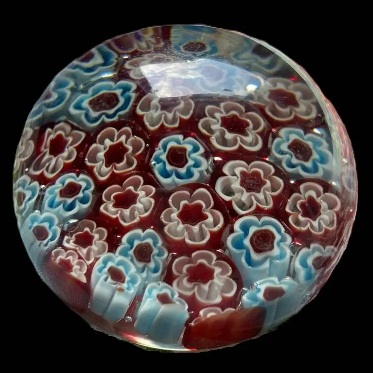 Vintage Red, White & Blue Millefiori Paperweight #2