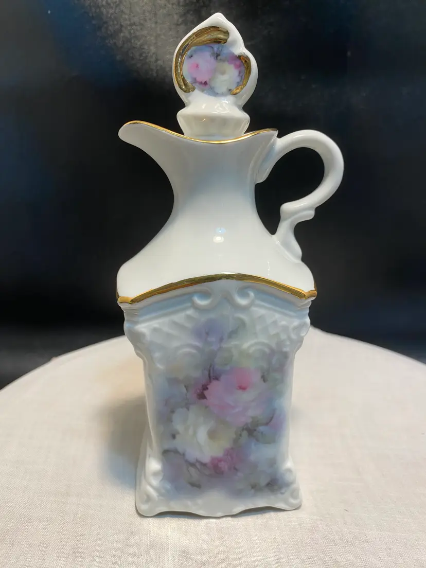 Vintage Hand Painted ceramic cruet with stopper