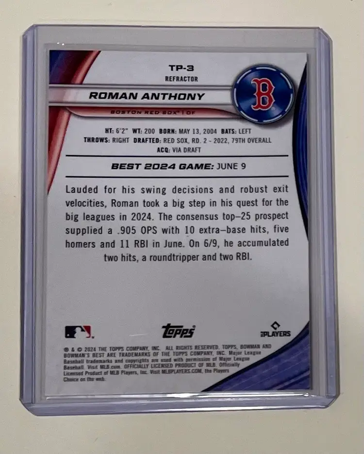 Roman Anthony Bowman’s Best Refractor Boston Red Sox