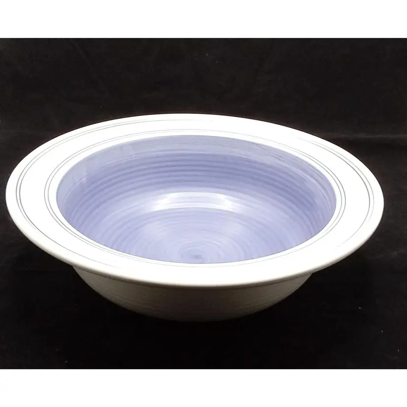 Pfaltzgraff Rio LARGE Serving Bowl Blue White Concentric Circle Hand Painted 14"