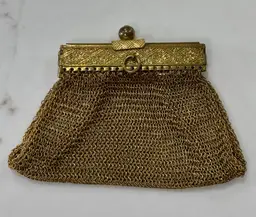 Vintage Gold Mesh Coin Purse with Rhinestone Clasp Germany