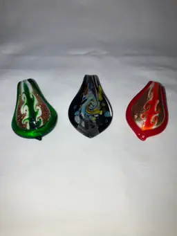 Artist Made Hand Blown Art Glass Necklace Pendants x3
