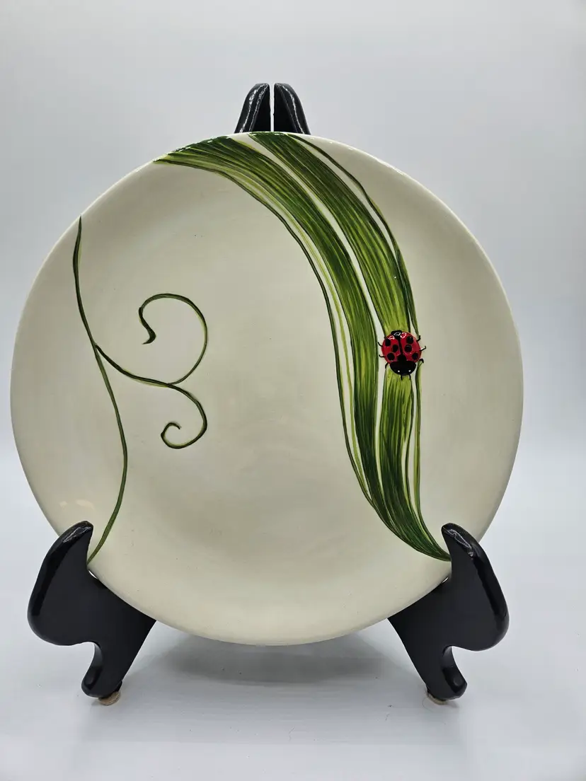 Pier 1 LADYBUG Earthenware 8.25" Plate, Garden Handpainted