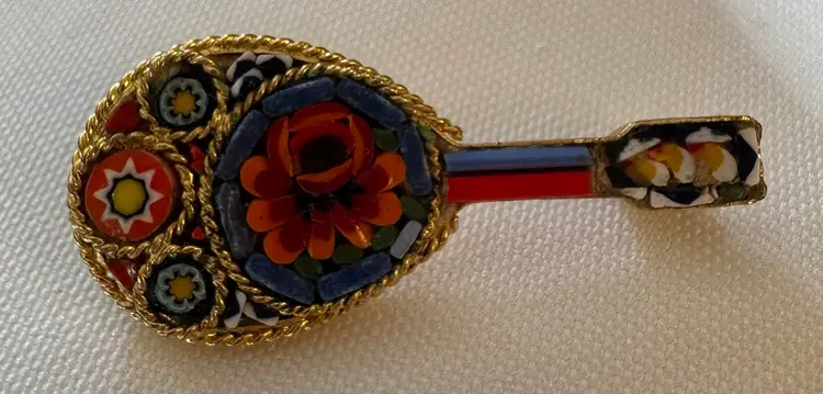 Micro Mosaic & Millefiori Mandolin Pin