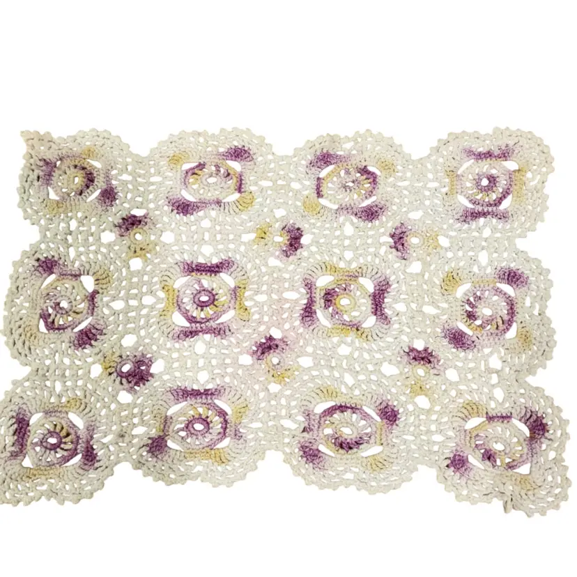 Purple Yellow & Cream Doily 13” x 8.25”