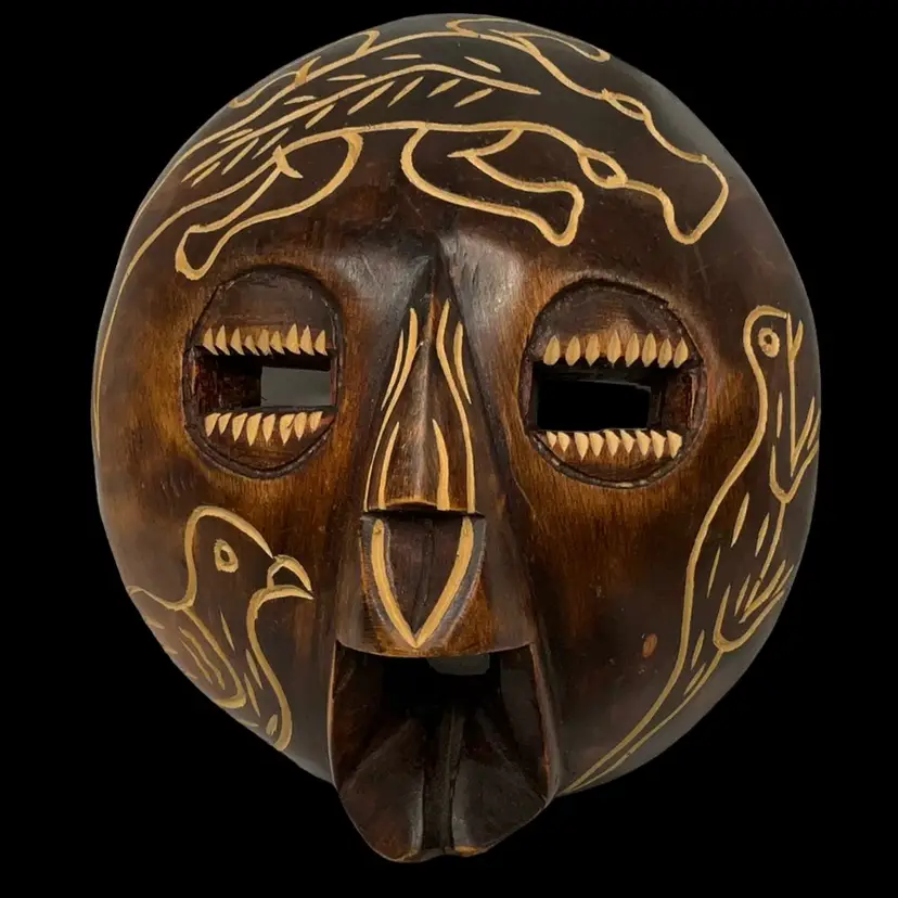 African Hand Carved Wall Hanging Mask